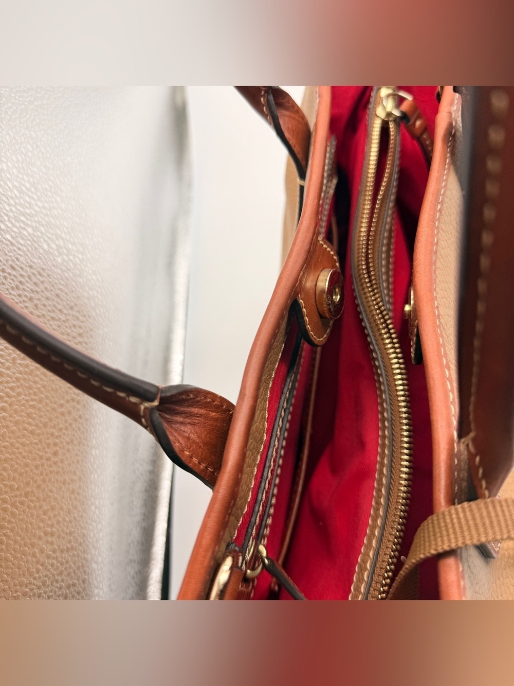 Dooney & Bourke Pebble Leather Brielle Satchel Tote Bag Caramel Brown NWOT - Picture 13 of 15